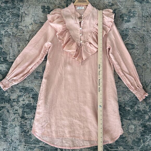 Lanhtropy Dress Womens XS Linen Tunic Flounce Victorian Boho Chic Romantic Frill - Picture 8 of 9